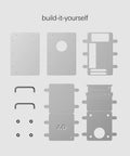 DIY Mini ITX PC Case Kit With Powder Coated Aluminum Chassis Chrome Handles Dual Slot GPU Small Form Factor Build Desk Ready Compatible With SFX Power Supplies components layout.