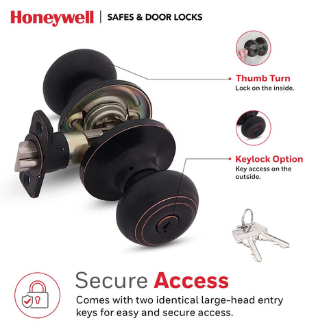 Anti Bump Front Door Knob With Lock And Keys For Interior And Exterior Doors In Oil Rubbed Bronze Finish