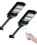 Two Ultra Bright 300W Solar Street Lights Outdoor with remote control, 112 LEDs, dusk to dawn, motion sensor, 2 pack image