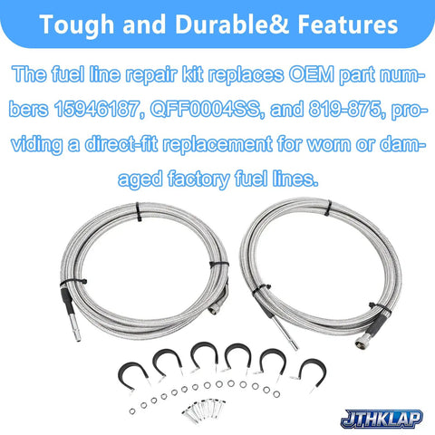 No Sweat Flexible Stainless Steel Braided Fuel Line Quick Fix Kit For Chevrolet Silverado 1500 and GMC Sierra 1500, 2004-2007.