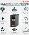 0.75KW To 2.2KW VFD Variable Frequency Drive 220V with multiple protection features shown, including overheat and short circuit protection.