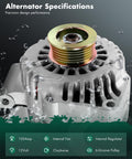 Alternator Replacement For Buick Century Regal Impala Monte Carlo V6 3.8L 2002 To 2004 12V 105Amp CW 6 Groove Pulley OE Compatible