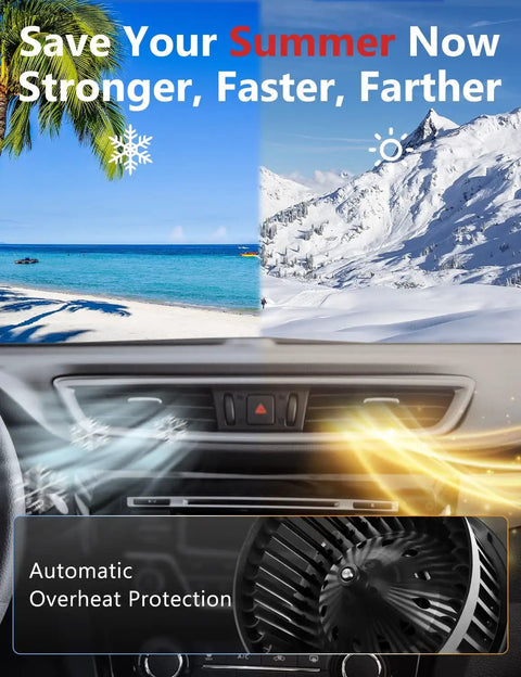 Car dashboard showing AC Heater Blower Motor Front Side For Nissan Rogue 2014 2019 And Rogue Sport 2017 2019 with air flow depiction