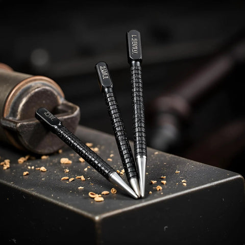 Three Piece High Carbon Steel Center Punch Set For Metal Wood And Alloy Steel 10cm Long Includes One Quarter Inch Three Eighth Inch And One Half Inch Tips For Marking And Starting Drill Points Built For Do It Yourself Projects Durable Hand Tools