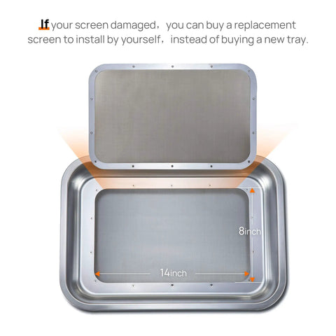 Heavy Duty Stainless Steel Herb Trimming Tray With Detachable 150 Micron Screen, Extra Large Pro Grade 19.5 By 13.5 Inches