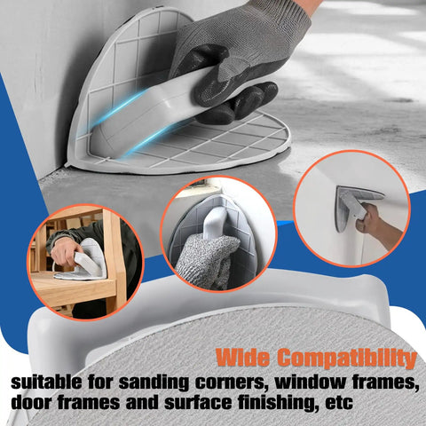 Pro Grade Drywall Corner Sander 9 Inch with Hook and Loop Backing used for sanding tight corners and edges.