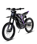 Badass 8000W Electric Dirt Bike For Adults With 75 Mile Range And 60 Mph Top Speed 19 Inch Fat Tire Offroad Ebike at angle showing front and side.