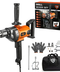 Corded 20 Amp Mixing Drill With Five Eighth Inch All Metal Chuck 1100 RPM Heavy Duty Concrete Mixer For Cement Mortar Grout