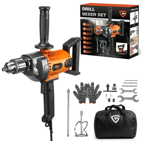 Corded 20 Amp Mixing Drill With Five Eighth Inch All Metal Chuck 1100 RPM Heavy Duty Concrete Mixer For Cement Mortar Grout