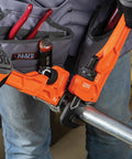 Plumber using 14 Inch Cast Iron Pipe Wrench Heavy Duty Adjustable Plumbing Wrench With I Beam Handle Extending Jaw on pipe
