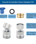 Garden Hose Adapter Kit With Faucet Aerator Key For Bathroom And Kitchen All In One Multi Thread Sink Swivel Faucet Aerator Adapter To Connect Garden Hose Chrome Finish, 55/64 in brass