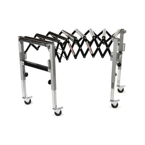 Heavy Duty Expandable Roller Conveyor Fits Any Shop Setup Expands To Fifty Inches Takes Three Hundred Pounds Glides On Locking Swivel Casters Solid Choice For Cumbersome Materials And Long Runs