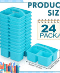 24 Pack Classroom Caddies Bulk With 3 Compartments And Easy Grip Handle Plastic Stackable Storage Caddies Blue