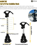 Customizable rod diagram for electric trolling motor stabilizer showing dimensions and cut sections.