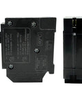 Genuine Square D HOMT2020 20/20 Amp Tandem Circuit Breaker Kit For Space Saving Dual Circuits Homeline Series OEM 120 240V Panel Upgrade Two Independent 20 Amp Circuits In One Slim Unit For Tight Panels, black breaker side view