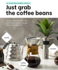 All In One Pour Over Coffee Maker Set With 40 Oz Gooseneck Kettle And Thermometer, 20 Oz Dripper And Built In Coffee Grinder displayed