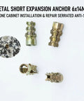 Heavy Duty 6x14mm Short Expansion Screws Kit For Cabinet Door Hinge Repair And Stripped Thread Fix, Zinc Plated Anchors