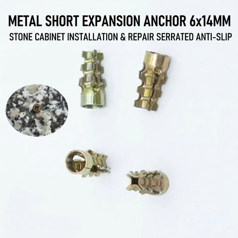 Heavy Duty 6x14mm Short Expansion Screws Kit For Cabinet Door Hinge Repair And Stripped Thread Fix, Zinc Plated Anchors