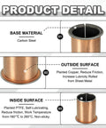 2 Pack Flanged Sleeve Bearings 35mm Bore, 39mm OD, 50mm Long with 47mm Flange Diameter and 2mm Flange Thickness, Iron Base with Copper Outer, Heavy Duty Sleeve Bearing Set for Machinery, Motors, and DIY Projects, close-up detail of copper-coated flanged bearing