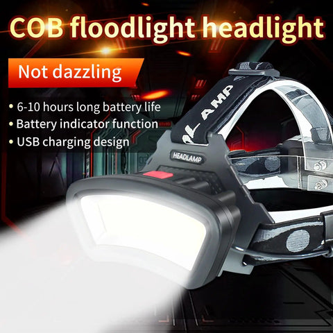 Kickass Rechargeable LED Headlamp Featuring Rock Solid COB Floodlight Plus Adjustable Red Light Mode Delivering A Genuine 2000 Lumens Of Bright Hands Free Illumination For Weekend Camping And Tough Backyard Projects