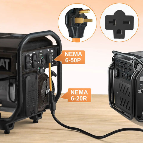 Welder Adapter Cord NEMA 6 50P To 6 20R 20 Amp 250V SJTW 12AWG Three Conductor Cable Orange UL Certified in use.
