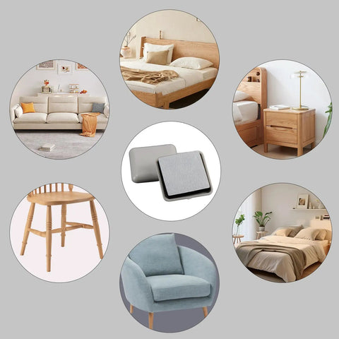 Heavy Duty 12 Pack Furniture Sliders For Carpet And Hardwood Floors Slick Self Stick Movers on various furniture items.