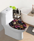 Elongated Resin Toilet Seat for Bathroom with floral skull design on a white toilet in a modern bathroom setting.