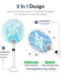 2 In 1 Electric Bug Zapper And Indoor Fly Swatter With Rechargeable Mosquito Zapper High Voltage Killer And UV Light Mosquito Trap For Efficient Indoor And Outdoor Pest Control