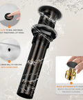 Oil Rubbed Bronze 8 Inch Widespread Bathroom Faucet With Two Handles For Three Hole Mount Includes Valve And Metal Pop Up Drain Built To Last For 6 To 12 Inch Widespread Setups WF015-1-ORB showing pop-up drain and strainer features