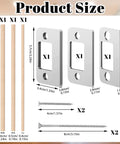 Top Shelf Door Strike Shim Plates With Stainless Steel Spacers Deadbolt Restorer Alignment Kit dimensions showing wood and metal parts.