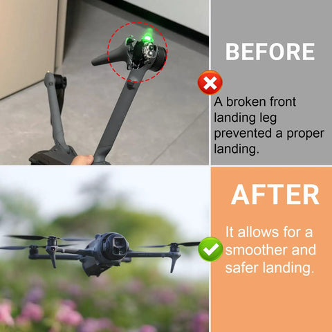 Before and after of Replacement Front Landing Gear Leg For Mavic 4 Pro Drone Swap In Easy Install Durable Front Leg.