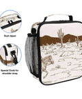 Insulated Kids Lunch Bag For Outdoor Camping Large Capacity with desert print, dual zipper, mesh pocket, 300D Oxford cloth