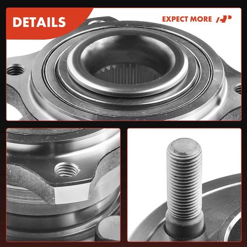 Close-up of rear wheel bearing and hub assembly for Dodge Charger Challenger and Chrysler 300 2015 to 2023 5 lug