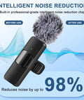 3-In-1 Wireless Lavalier Microphone For iPhone And Android, Studio Quality Sound With Noise Cancellation feature display