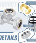 Six Pack Three Quarter Inch Equal Air Piping Fittings Brass Nickel Plated For Shop Compressed Air Line System 200 Psi Durable