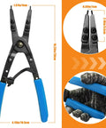 Ford 38700 Spindle Snap Ring Pliers 10.9 Inch Internal Circlip Pliers with blue handle, front view showing dimensions.