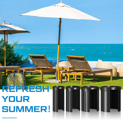 Patio Umbrella Replacement Parts Kit 6 Piece Set With Base Inserts Ring Plugs And Hand Knobs For 1.0, 1.3, 1.5 And 1.9 Inch Poles Parasol Base Stand Accessories For No Wobble Tight Fit And Stable Support on a sunny beach setting