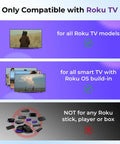 Diagram showing compatibility of 3 Pack Replacement Remote For Roku TV Compatible With TCL Onn Hisense Roku TVs No Setup Required Works Right Away With Universal Compatibility And 1 Year Warranty with smart TVs, not Roku sticks or boxes.