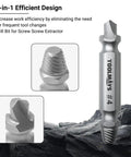 Close-up view of a Universal Screw Extractor Kit With Drill Bits For Stripped Rusty Screws And Nuts Remover Tools For Broken Bolts DIY Hardware Repair Set Heavy Duty Alloy Steel.