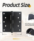 5 Inch by 5 Inch Heavy Duty Door Hinges That Hold Up to 220 Lbs with 20 Screws, Square Corner Design, Rugged Steel Construction for Interior and Exterior Doors, Easy Install, Smooth Operation, Maximum Bearing Strength, black 5x5 hinge