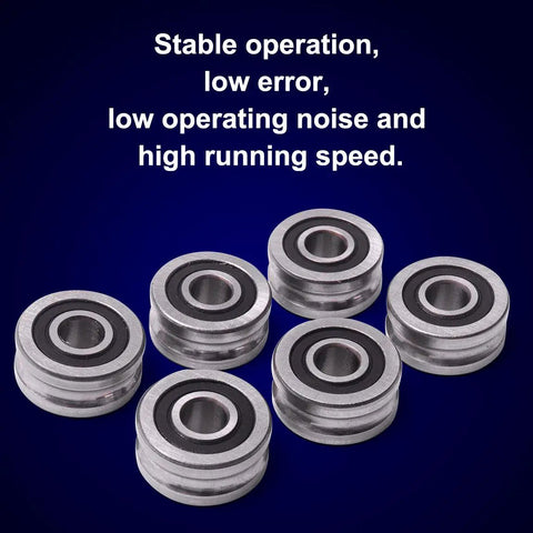 Premium U Groove Ball Track Guide Bearing Double Row Angular Contact Roller Sealed High Precision LFR5086 8X24X11MM Six Pack displayed.