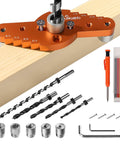 Floating Shelf Dowel Jig Kit With Half Inch By Eleven Point Eight Inch Drill Bit For Hidden Shelf Brackets, displayed with accessories