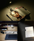 Rechargeable Clip On Book Light For Reading In Bed With 3 Color Modes And 9 Brightness Levels lighting a magazine and ebook.