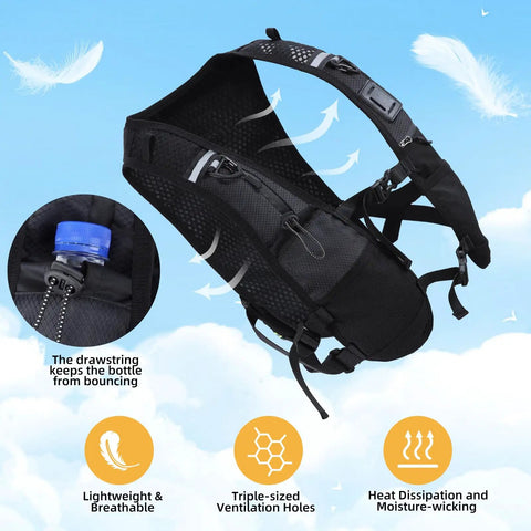 Lightweight Hydration Running Vest Pack With Adjustable Chest Straps And Front Pockets For Easy Hydration On The Go Ideal