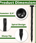 Landscape Edging Anchoring Spikes 6 Inch 30 Pack For Weed Barrier Lawn Paver Edging Stakes Garden Fence And Artificial Turf Easy Install Pro Grade Deep Securement For Any Soil Type featuring spiral design, sharp tip, 5.9 inch length, 3/4 inch diameter.