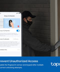 Person using Smart Wi-Fi Deadbolt Door Lock With Fingerprint Recognition, No-Fuss Keypad, App Control, Bluetooth And Voice Assistant Support