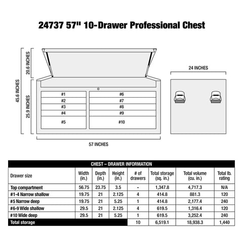 Pro Grade 57 Inch Tool Chest For Garage And Workshop Storage Heavy Duty Locking Steel Tool Cabinet With Gas Struts blueprint