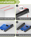 Heavy Duty Ceiling Storage Rack For Garage And Shed Overhead Organizer Shelves System Powder Coated Tote Storage Racks installation process