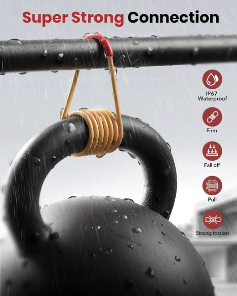 4 To 1 Heat Shrink Tubing Kit With Extra Length Tubes showing waterproof connection on kettlebell handle in rain