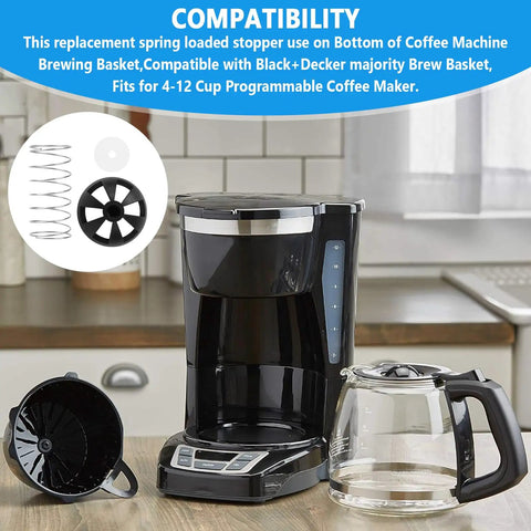 Bottom Loading Brewing Basket Stopper Kit For Coffee Makers, Spring Loaded Replacement That Fits Black And Decker Models Like CM1160B CM2046S DCM600B And More, Easy Install Drip Free Brews Keeps Your Morning Flow Smooth, spring and stopper parts